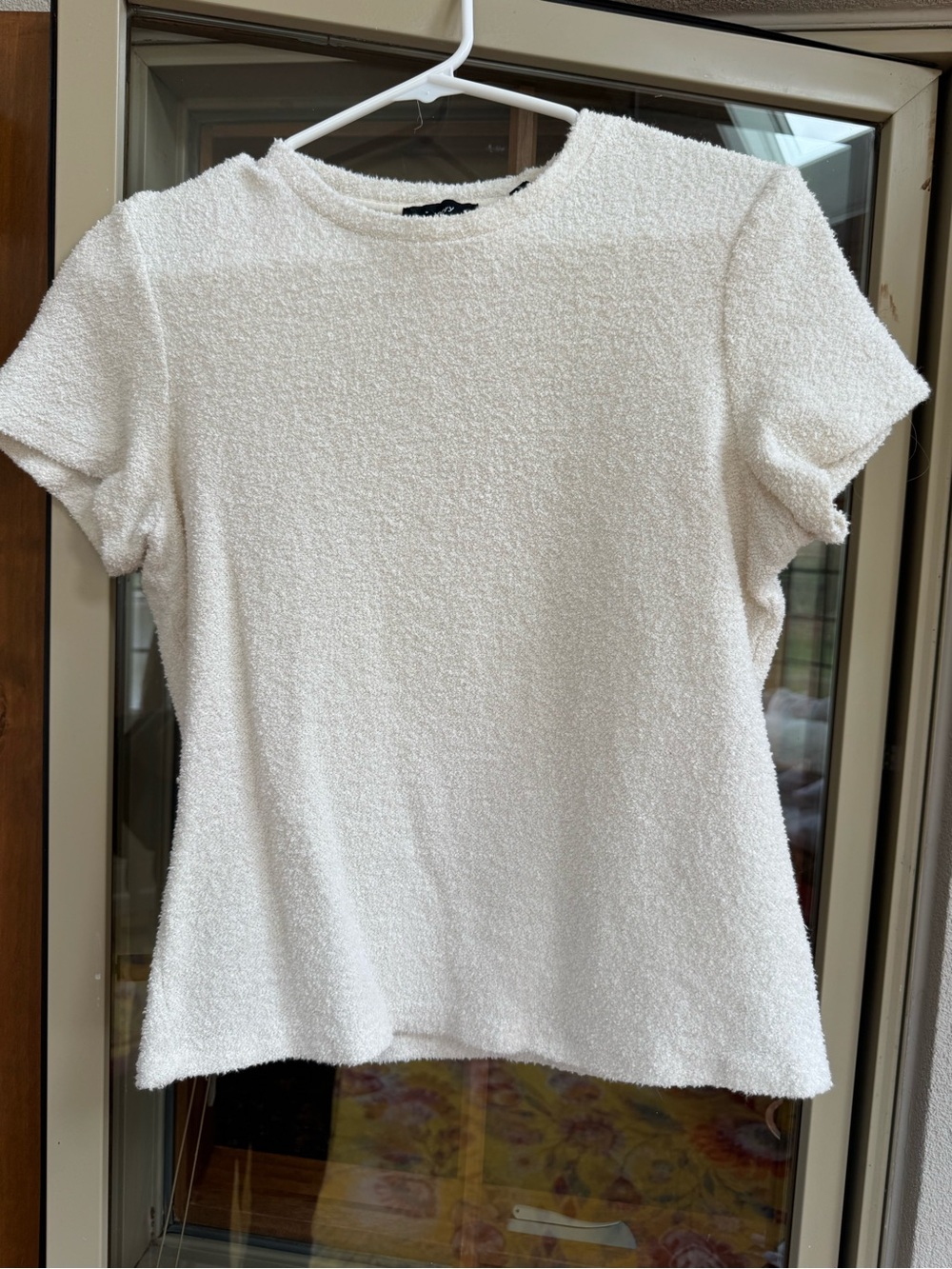Theory Cream Bouclé Short-Sleeve Top